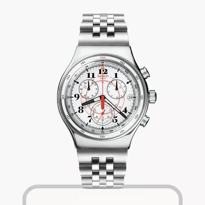 Swatch Back To The Roots White Dial Silver Men's Watch- YVS414GD